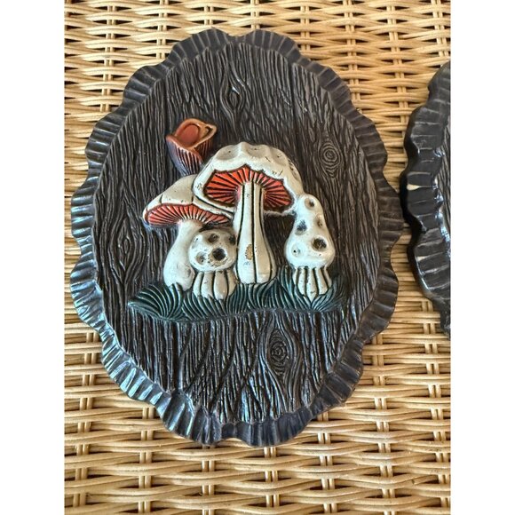 Vintage 70's Retro Boho Mushroom Plaque Wall Hangings - Picture 3 of 11